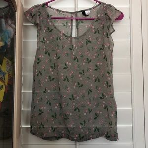 [5 for $25] Grey cherry see-through top